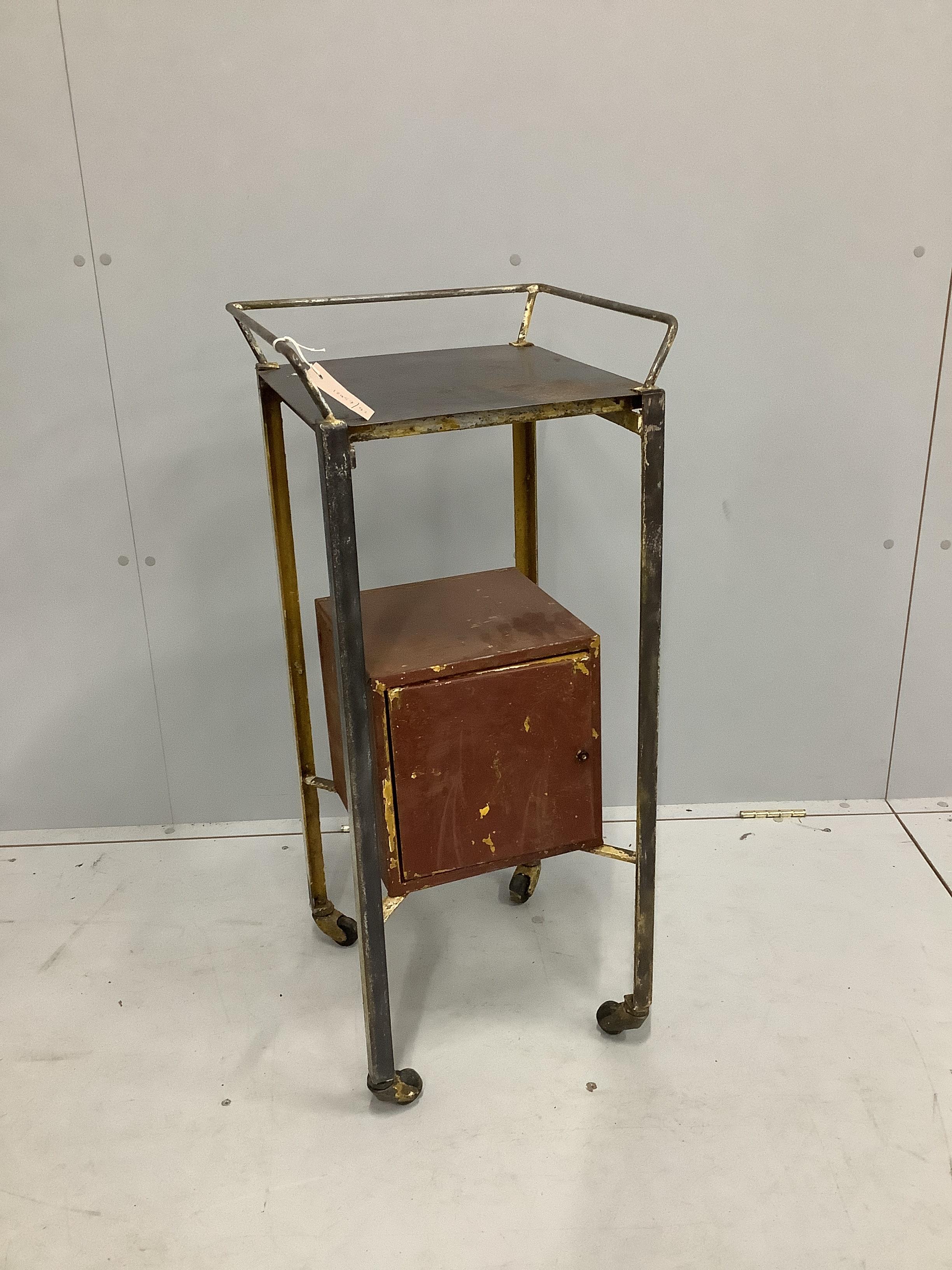 An industrial style metal washstand / trolley, width 39cm, depth 39cm, height 88cm